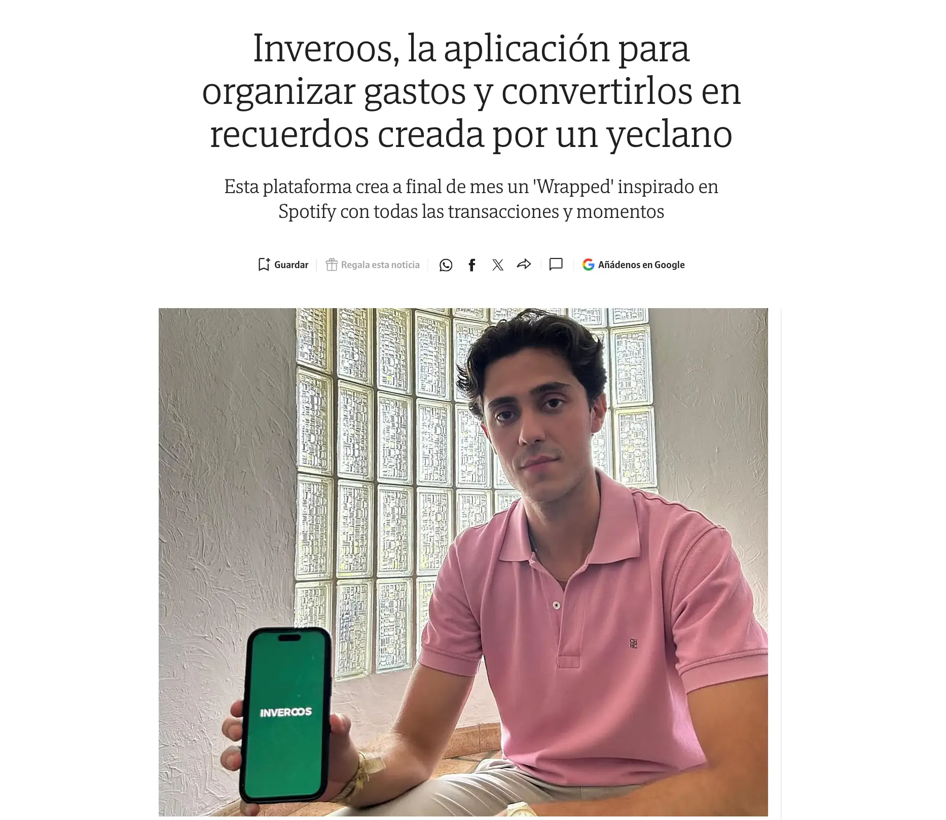 Artículo sobre INVEROOS en La Verdad